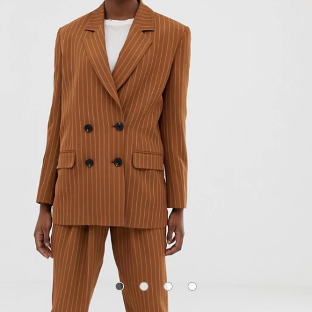 ASOS DESIGN pinstripe sharp shoulder pad blazer